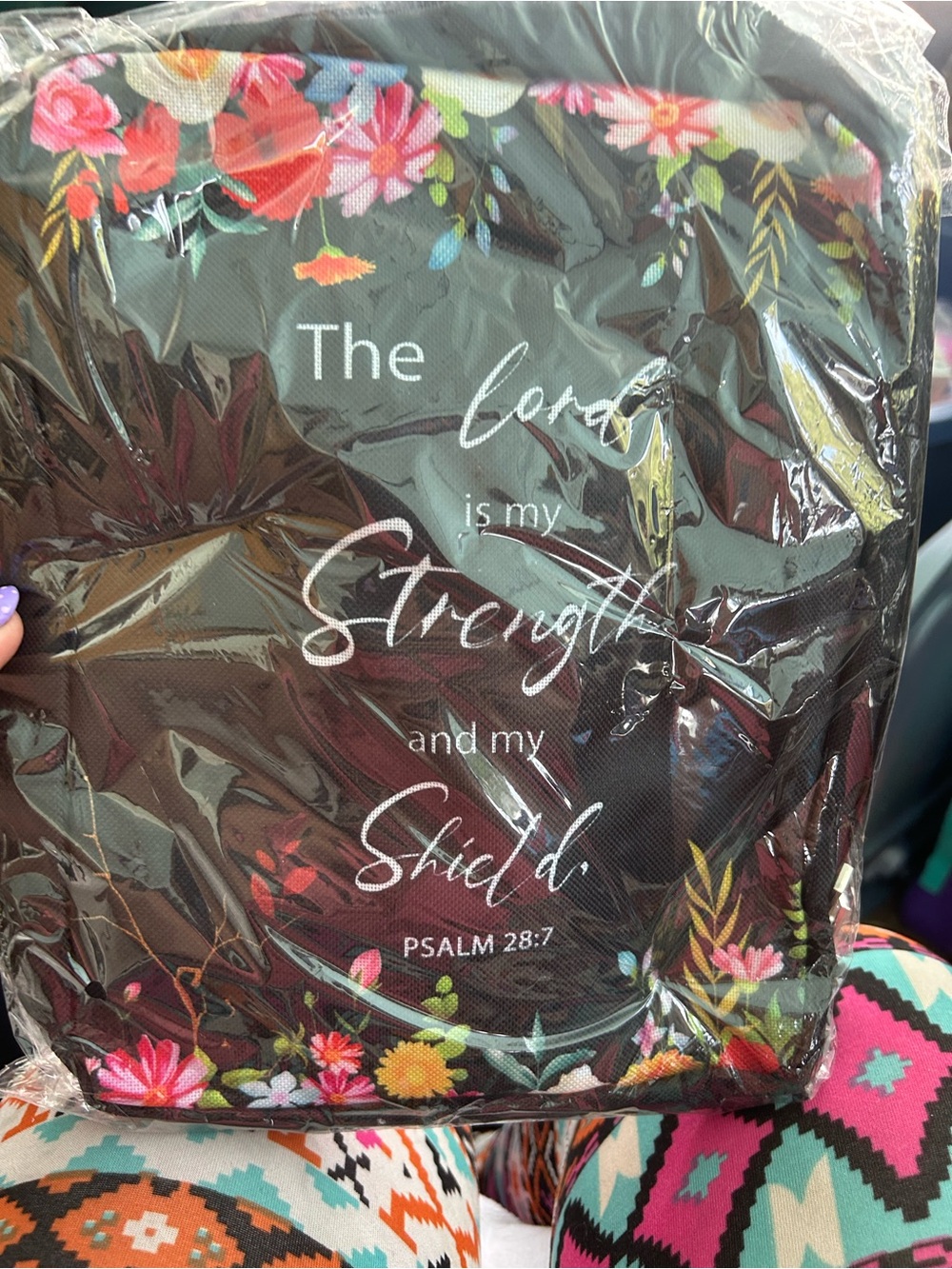 Floral Scripture bible bag - Black with Multicolor Floral Accents